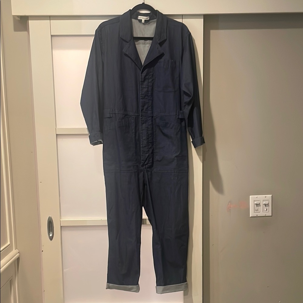 Alex Mill Standard Button down Indigo Blue Denim Jumpsuit, Utility Jumpsuit, M